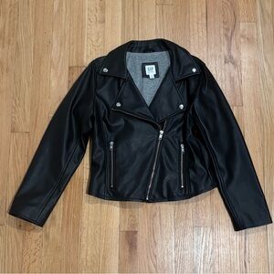 GAP Black Leather Biker Jacket